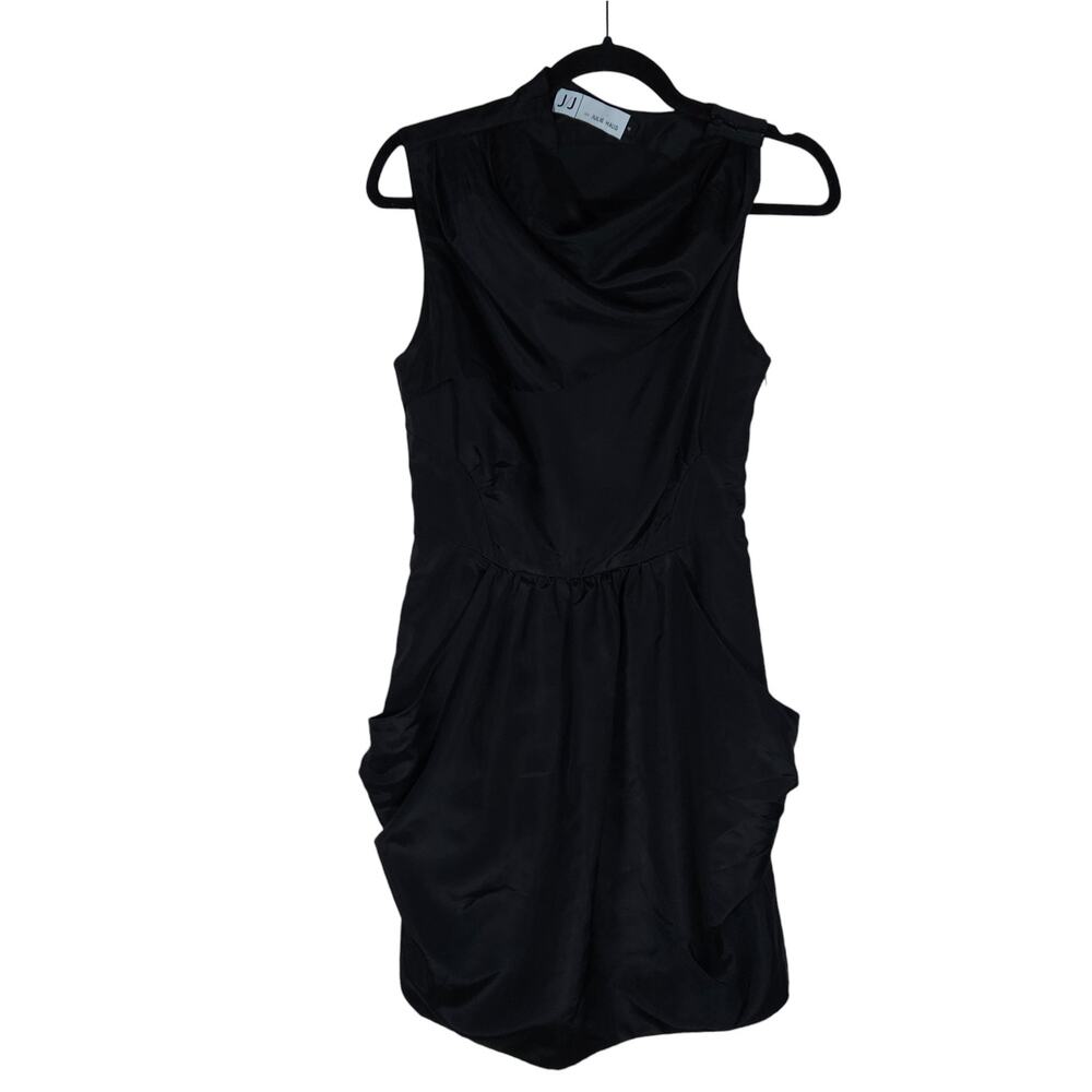 J/J by Julie Haus Womens Dress 4 Black Silk Cowl Neck Sleeveless Pockets Mini
